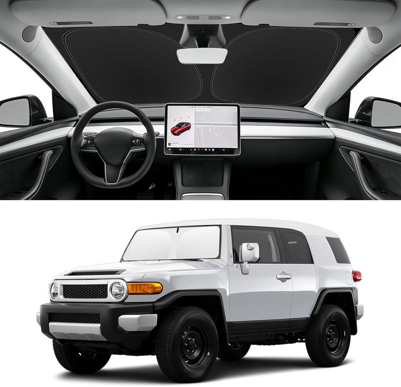 SLOGENTO Custom Fit Windshield Sun Shade for Toyota FJ Cruiser 2007-2014, Blocks UV & Heat, Front Window Sunshade, Easy Fold & Store - Image 1
